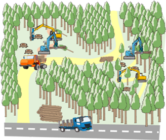 低コスト林業（伐採搬出作業、間伐作業）イメージ（1）