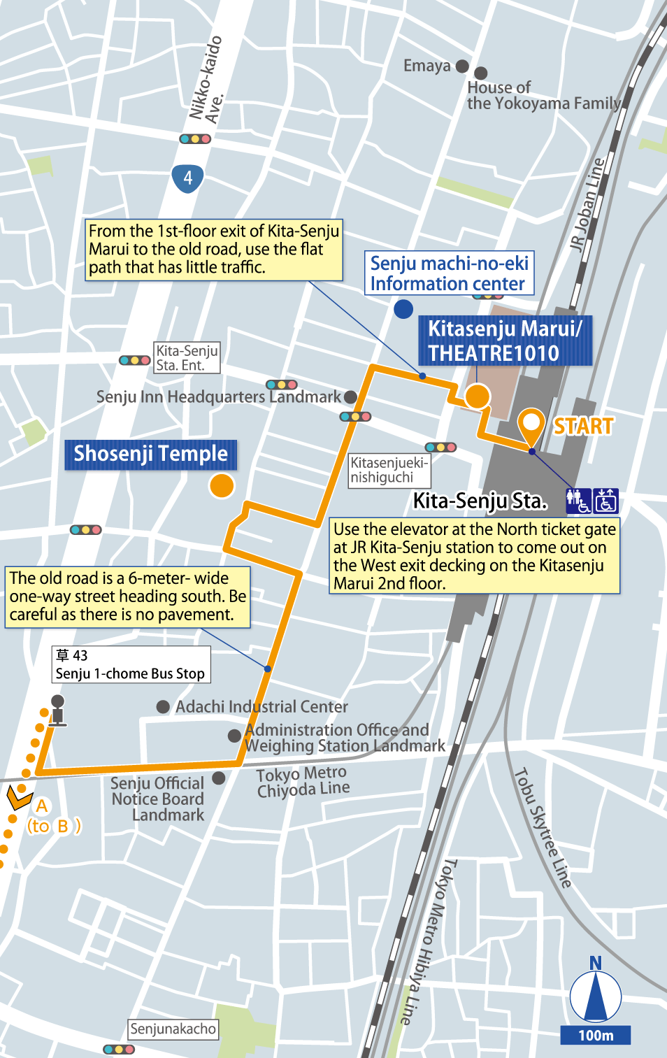 Kita-senju, Minami-senju Detailed Map